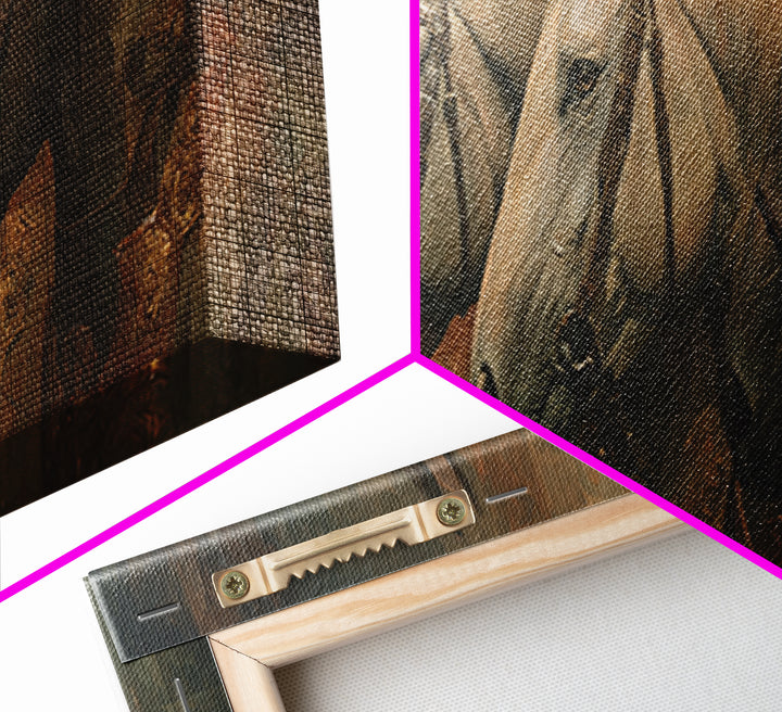 Realistic Horse Portrait Framed Canvas Print, Traditional Art, Wall Hanging, Living Room Decor, Classic, Japanese Decor, TRA-3x1-67