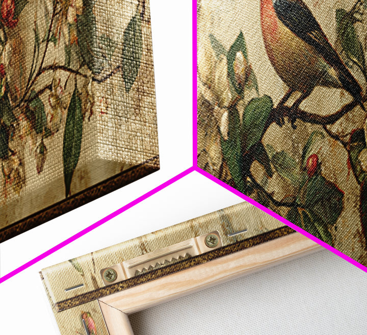 Bird Study on a Flowering Branch Canvas Print, Traditional Art, Indian Art, Living Room Decor, Oil Painting, Classic, TRA-3x1-98