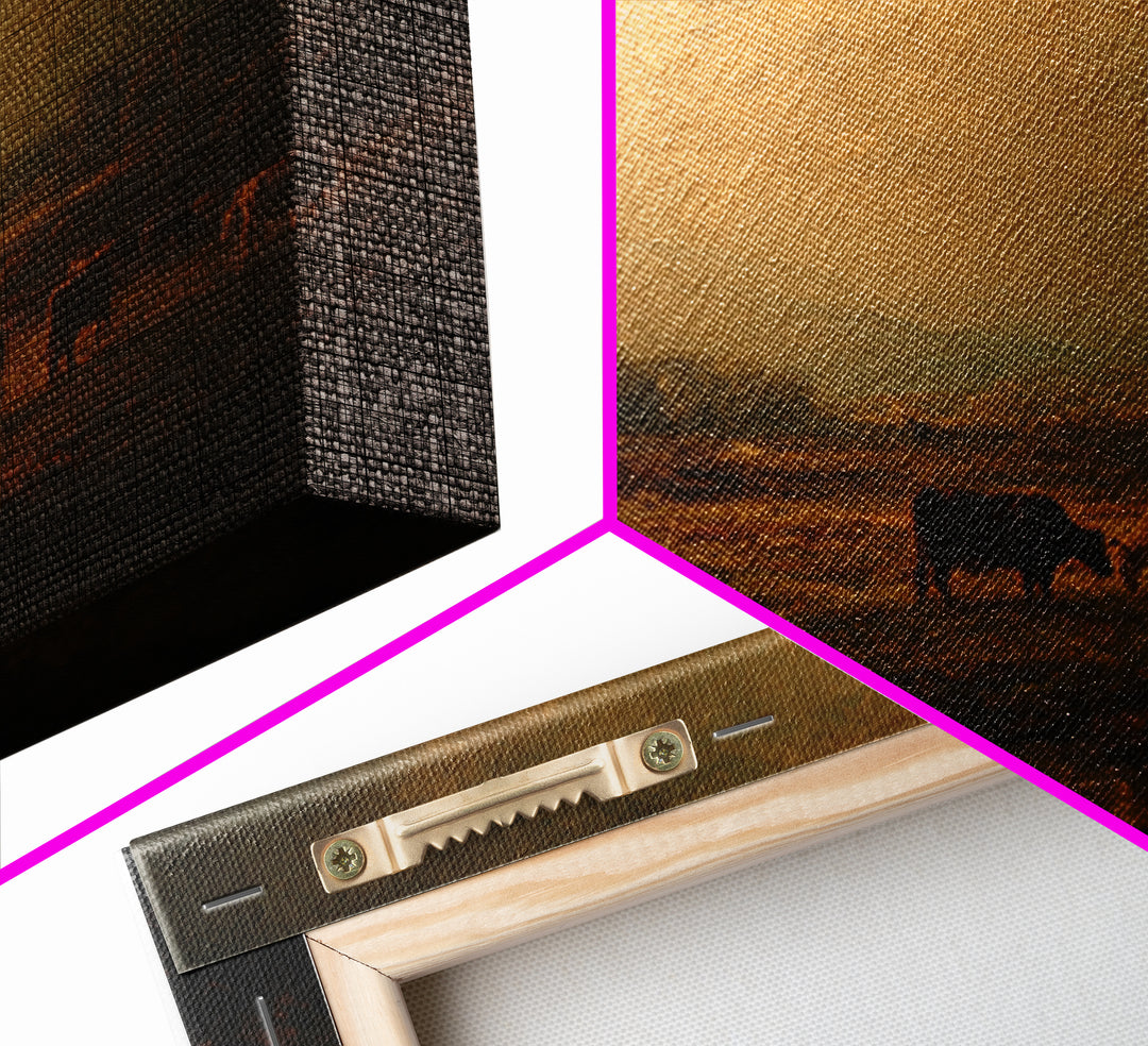 Pastoral Countryside with Cows in Field Canvas Print, Traditional Art, Modern Decor, Living Room Decor, Fine Art, Classic, TRA-3x2-11