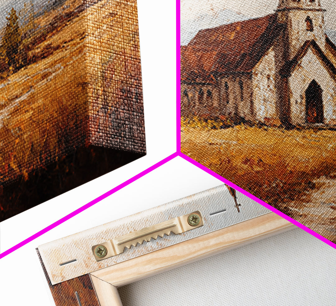 Church Steeple Across Rural Meadow Canvas Print, Traditional Art, Japanese Decor, Living Room Decor, Fine Art, Classic, TRA-3x2-17