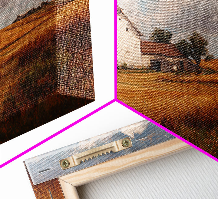 Barn and Farmland Framed Canvas Print, Traditional Art, Gallery Decor, Living Room Decor, Fine Art, Classic, Wall Art, TRA-3x2-27