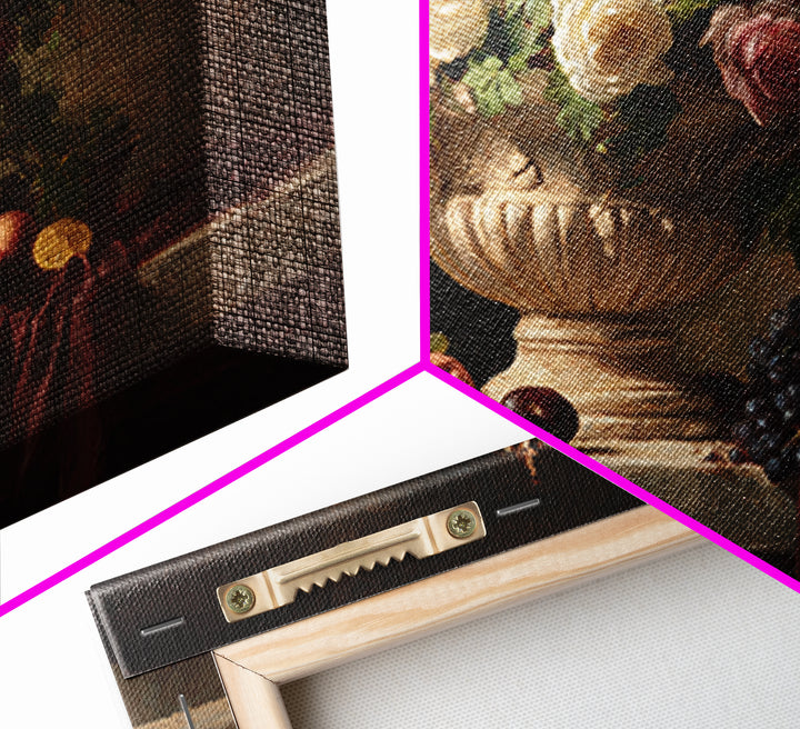 Garden Urn with Roses and Ivy Canvas Print, Traditional Art, Landscape, Living Room Decor, Fine Art, Classic, Textured Painting, TRA-3x2-52