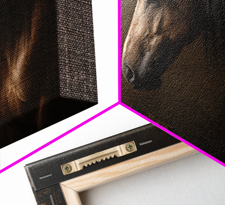 Realistic Horse Portrait Framed Canvas Print, Traditional Art, Digital Print, Living Room Decor, Oil Painting, Classic, TRA-3x2-55