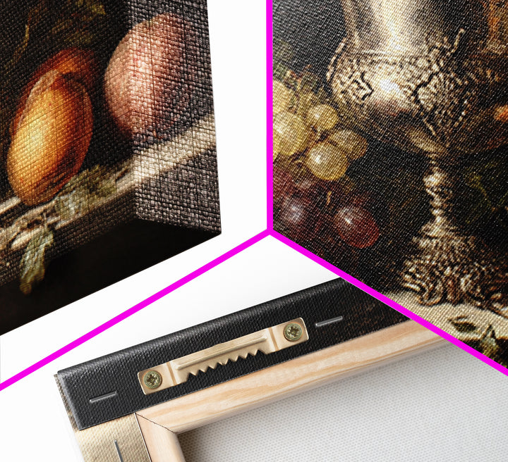 Dutch Fruit and Silver Goblet Still Life Canvas Print, Traditional Art, Room Decor, Living Room Decor, Fine Art, Classic, TRA-3x2-56