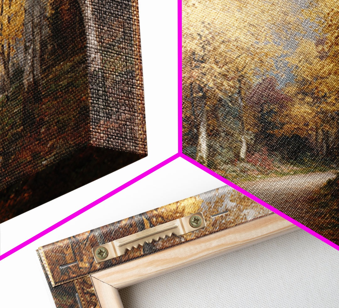 Autumn Forest Road Canvas Print, Traditional Art, Minimalist Decor, Living Room Decor, Oil Painting, Classic, Boho, TRA-3x2-68