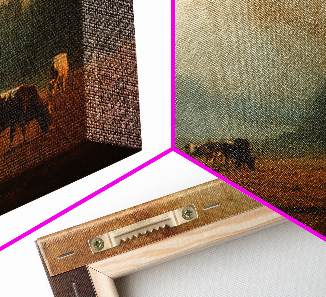Pastoral Countryside with Cows in Field Canvas Print, Traditional Art, Artwork, Living Room Decor, Fine Art, Classic, TRA-3x2-83