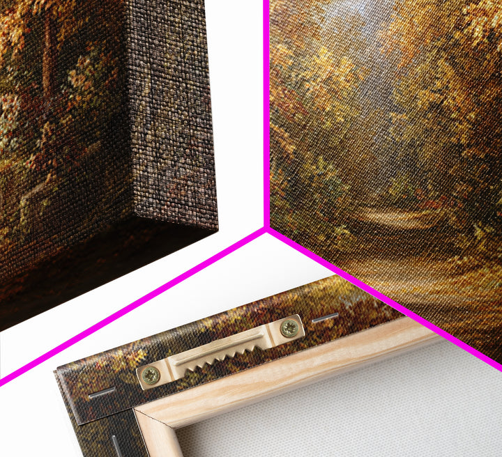 Autumn Forest Road Framed Canvas Print, Traditional Art, Wall Decor, Living Room Decor, Fine Art, Classic, Art Commissions, TRA-3x2-92