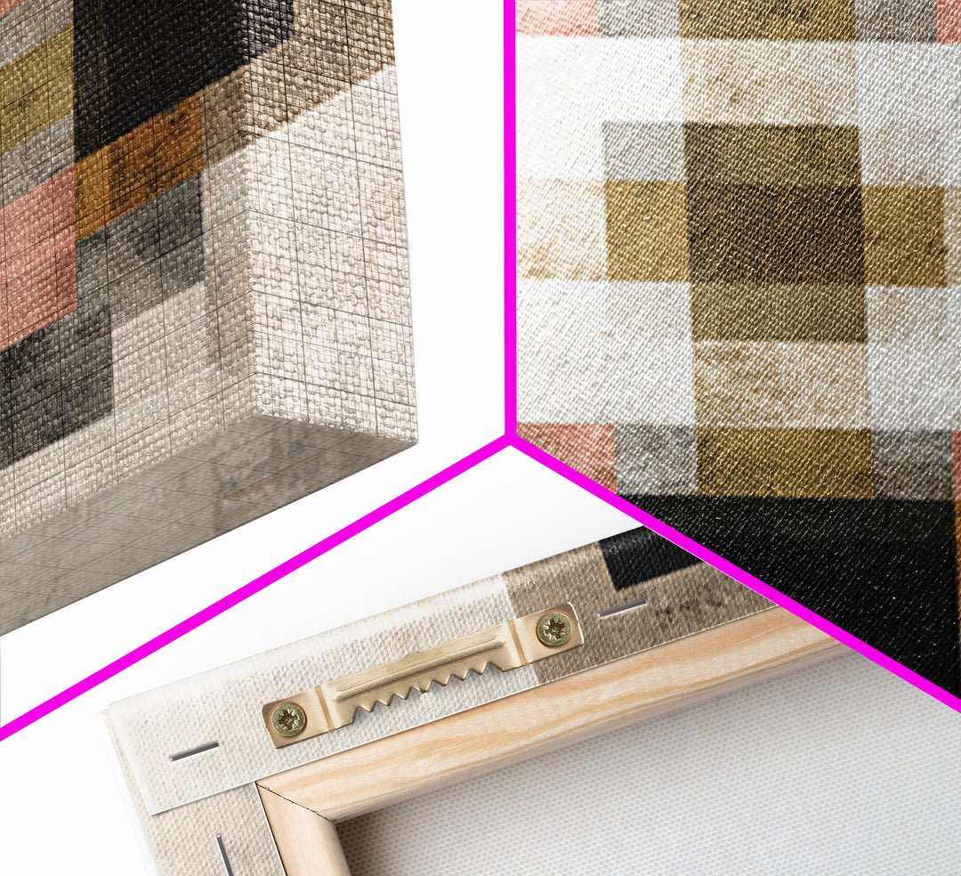 Earth Tone Geometric Pattern by Woven Cloth Framed Canvas Print, Tribal Art, Tribal Design, Living Room Decor, Fine Art, Tribal, TRI-1x1-2