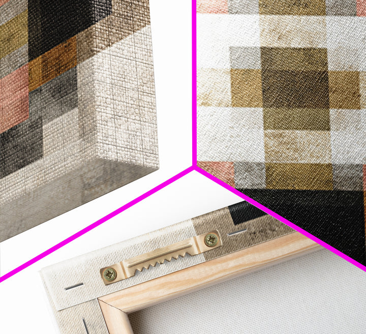 Earth Tone Geometric Pattern by Woven Cloth Framed Canvas Print, Tribal Art, Tribal Design, Living Room Decor, Fine Art, Tribal, TRI-1x1-2