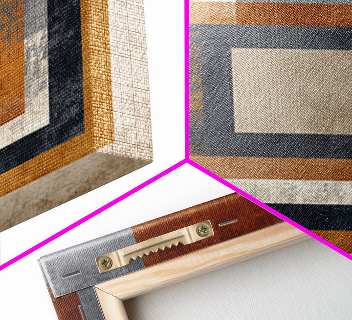 Geometric Border Design by Global Textiles Framed Canvas Print, Tribal Art, Boho Wall Decor, Living Room Decor, Tribal, TRI-1x1-44