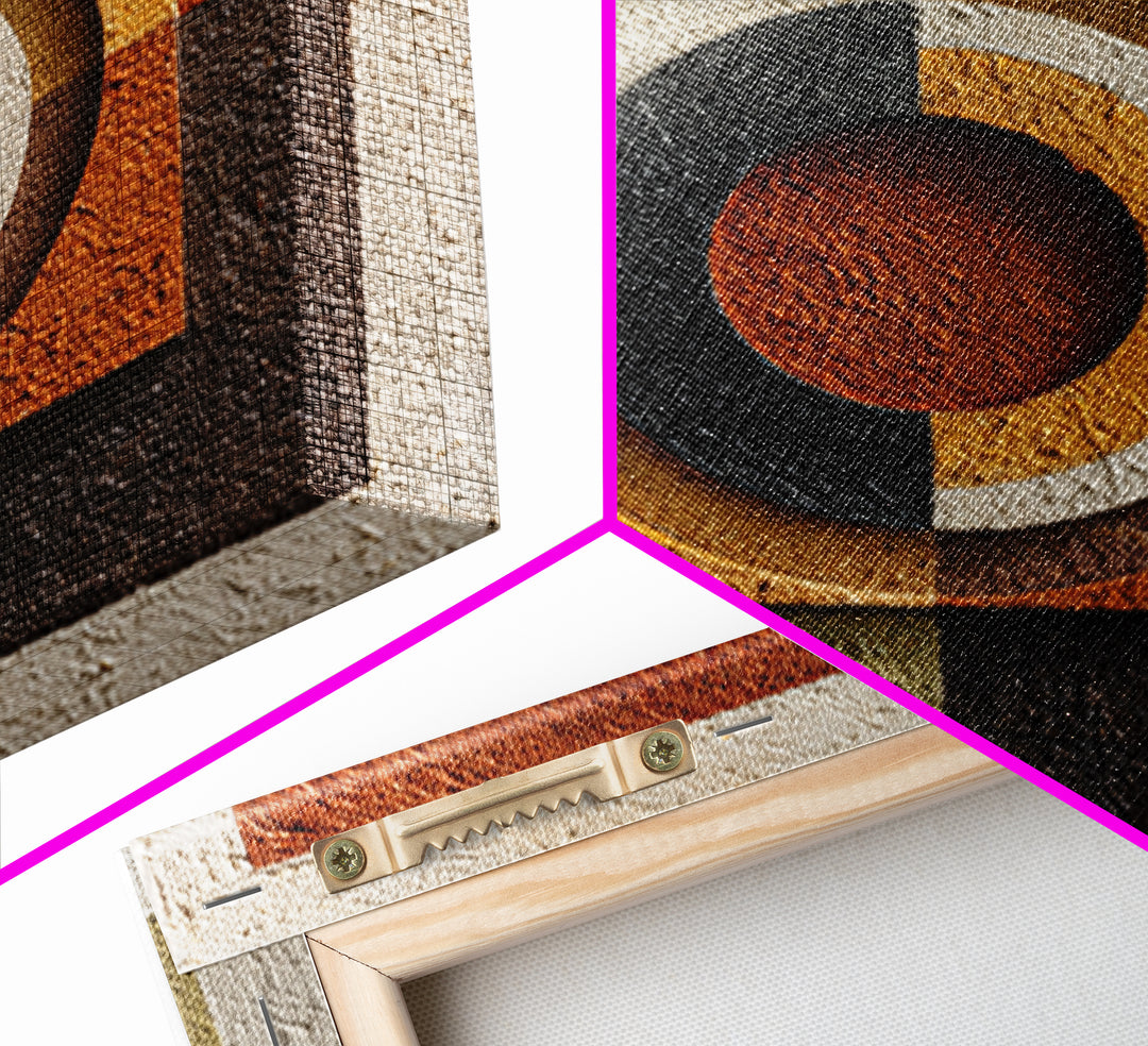 Abstract Drum Circle Suggested Through Repeated Forms Framed Canvas Print, Tribal Art, Earthy, Living Room Decor, Abstract Art, TRI-1x1-6