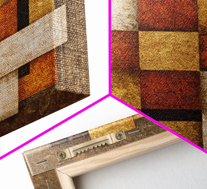 Woven Basket Pattern Enlarged as Modern Art Framed Canvas Print, Tribal Art, Statement Artwork, Living Room Decor, Tribal, TRI-1x1-62