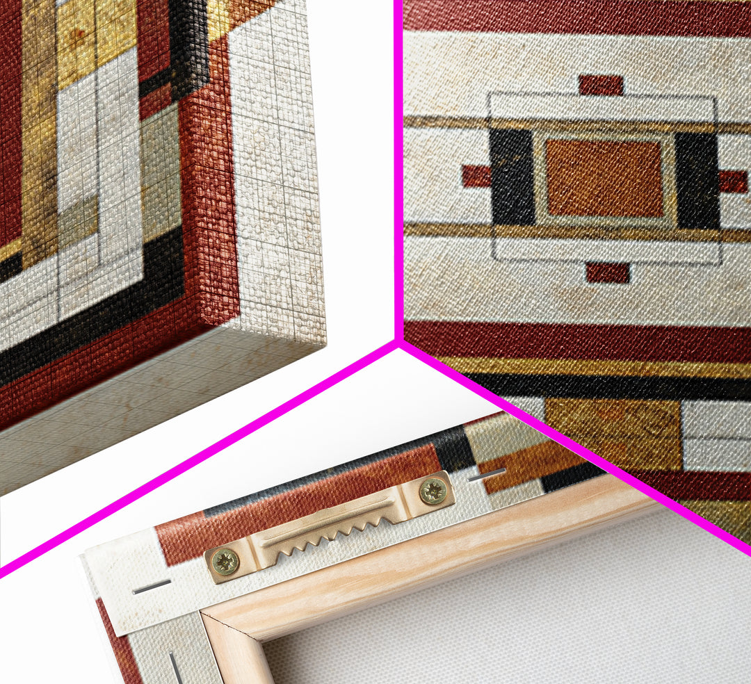 Geometric Border Design by Global Textiles Framed Canvas Print, Tribal Art, Abstract Print, Living Room Decor, Fine Art, Tribal, TRI-1x1-68