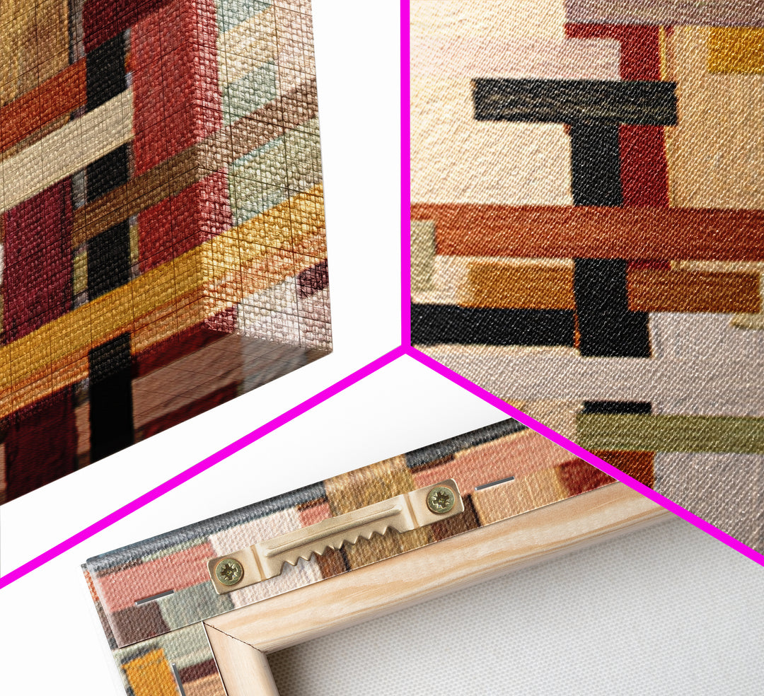 Woven Basket Pattern Enlarged as Modern Art Framed Canvas Print, Tribal Art, Afrocentric Wall Art, Living Room Decor, Tribal, TRI-2x3-94