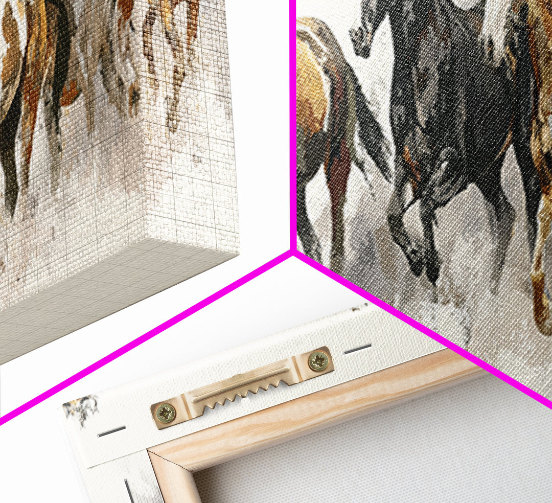 Tribal Horse Pattern Framed Canvas Print, Tribal Art, Boho Wall Decor, Living Room Decor, Fine Art, Tribal, Southwestern Decor, TRI-3x1-10