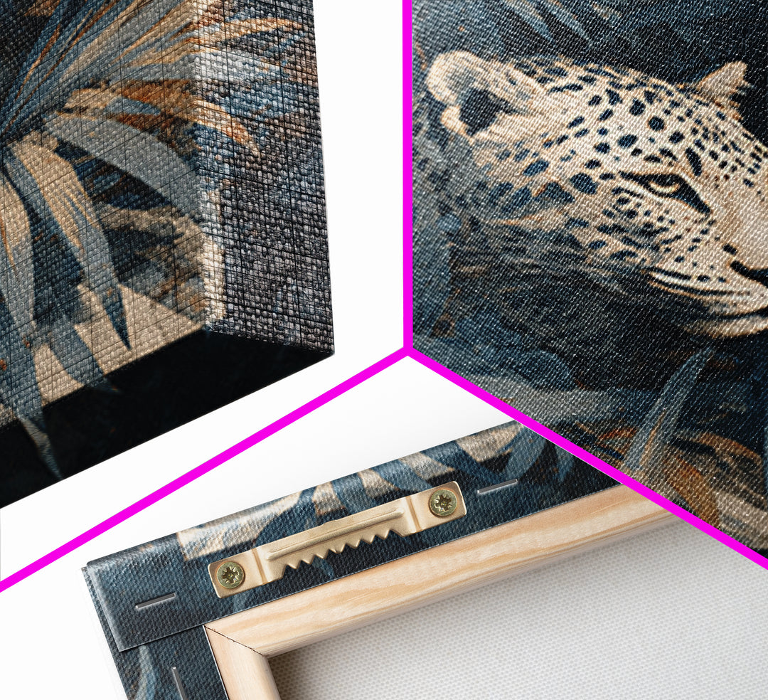 Leopard Hidden Among Palm Leaves Canvas Print, Tropical Art, Coastal Art, Living Room Decor, Fine Art, Tropic, Luxury Decor, TRO-1x1-14