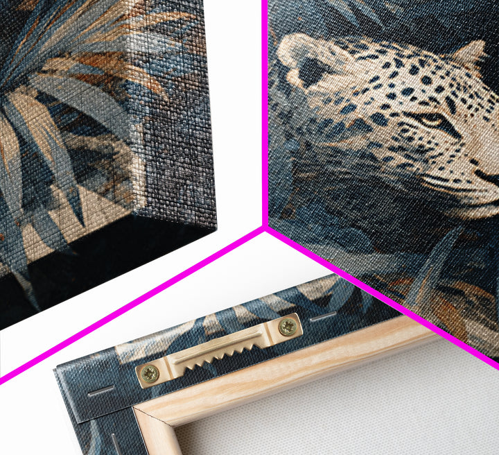 Leopard Hidden Among Palm Leaves Canvas Print, Tropical Art, Coastal Art, Living Room Decor, Fine Art, Tropic, Luxury Decor, TRO-1x1-14