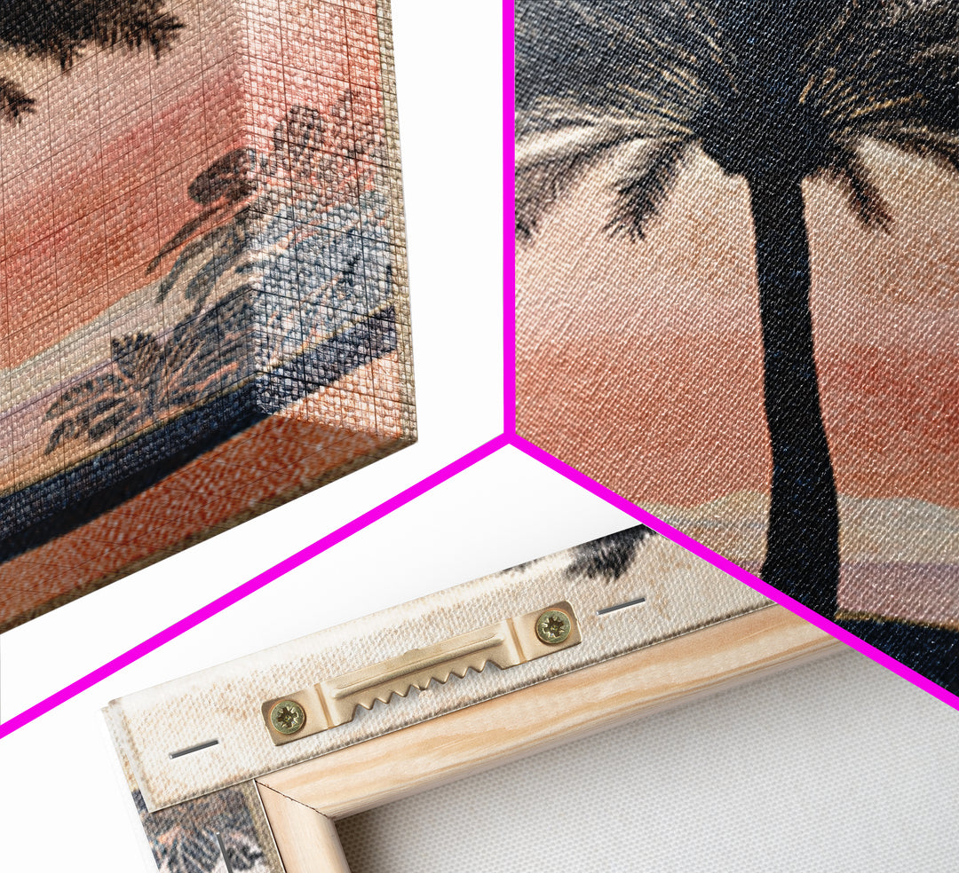 Palm Tree Silhouettes Framed Canvas Print, Tropical Art, Abstract Painting, Living Room Decor, Fine Art, Tropic, Gallery Decor, TRO-1x1-52