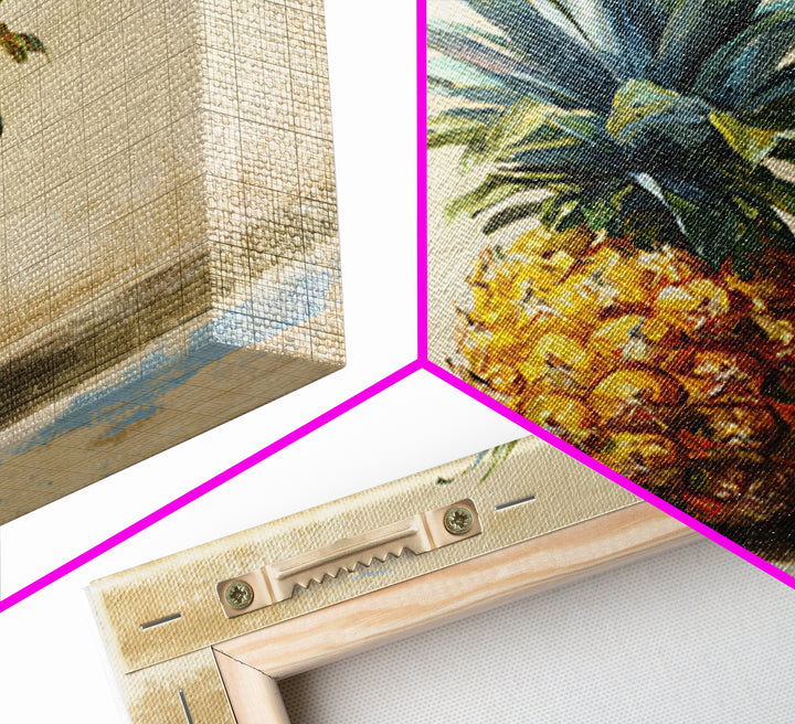 Pineapple and Palm Still Life Framed Canvas Print, Tropical Art, Downloadable Prints, Living Room Decor, Watercolor Art, Tropic, TRO-1x1-6