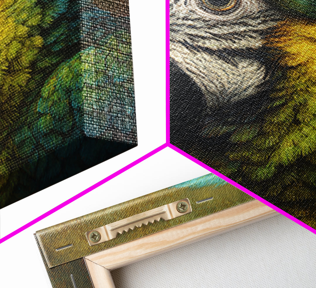 Parrot Portrait with Emerald Feathers Framed Canvas Print, Tropical Art, Printable, Living Room Decor, Fine Art, Tropic, TRO-1x1-8