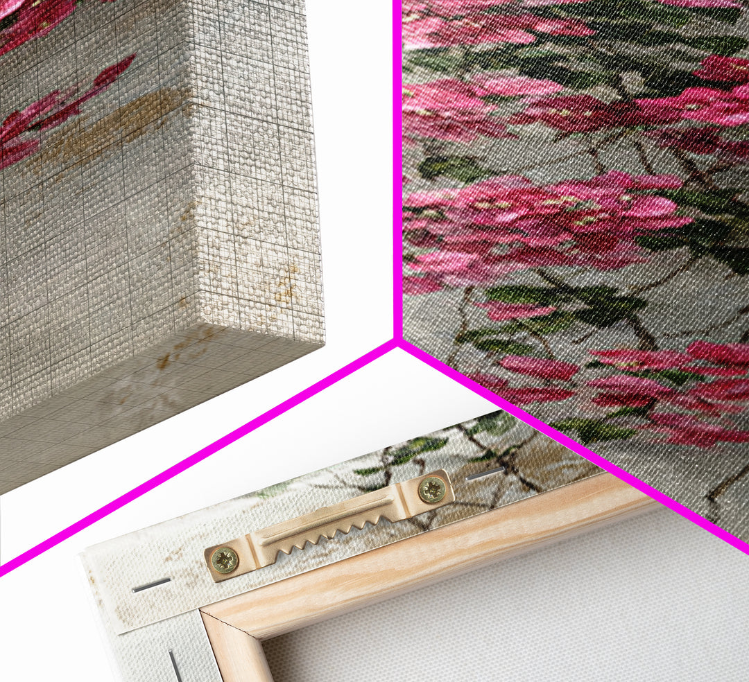 Pink Bougainvillea over White Wall Canvas Print, Tropical Art, Gallery Wall Art, Living Room Decor, Fine Art, Tropic, TRO-1x3-100