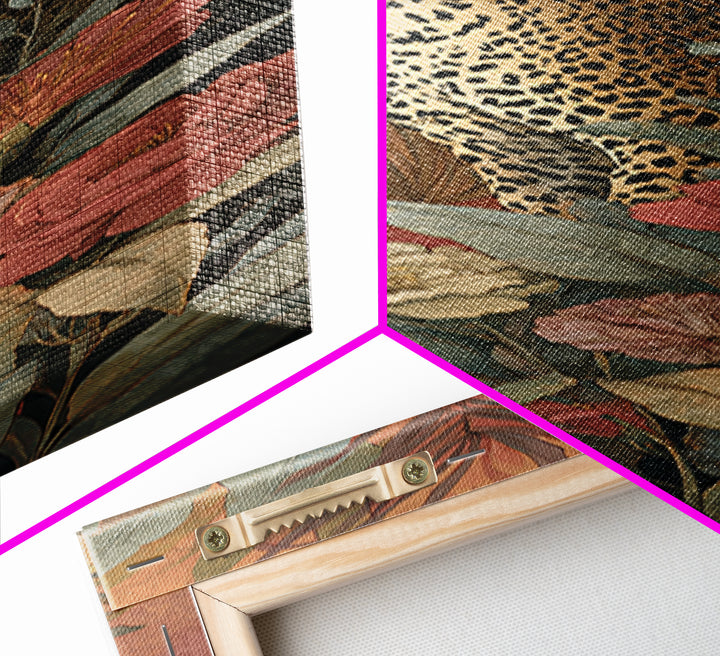 Leopard Hidden Among Palm Leaves Canvas Print, Tropical Art, Whimsical Art, Living Room Decor, Fine Art, Tropic, TRO-1x3-26