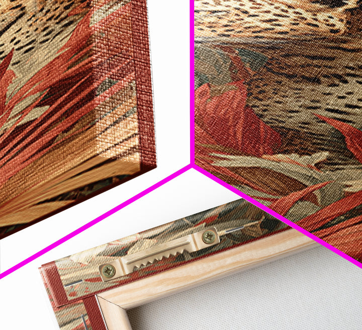 Leopard Hidden Among Palm Leaves Canvas Print, Tropical Art, Textured Painting, Living Room Decor, Fine Art, Tropic, TRO-1x3-98