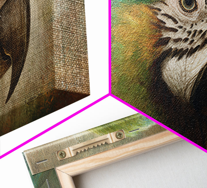 Parrot Portrait with Emerald Feathers Framed Canvas Print, Tropical Art, Beach Wall Art, Living Room Decor, Fine Art, Tropic, TRO-2x1-100