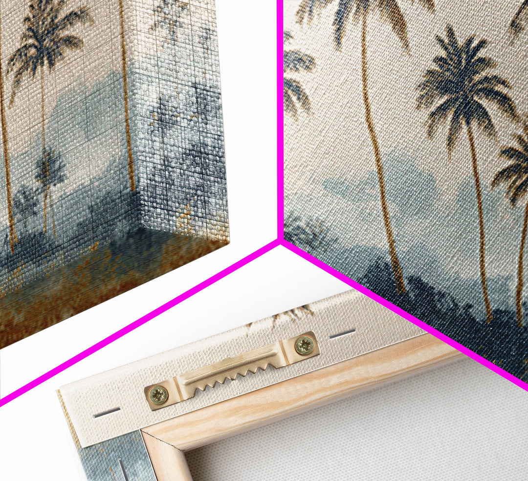 Palm Tree Silhouettes Framed Canvas Print, Tropical Art, Minimalist Decor, Living Room Decor, Fine Art, Tropic, Digital Print, TRO-2x1-24