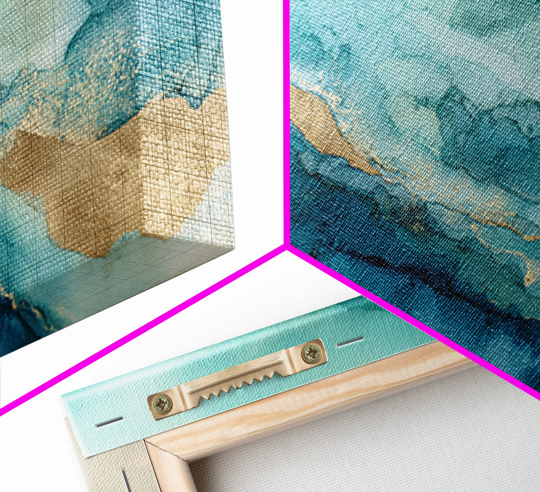 Tropical Lagoon with Turquoise Water Framed Canvas Print, Tropical Art, Boho Decor, Living Room Decor, Oil Painting, Tropic, TRO-2x1-27