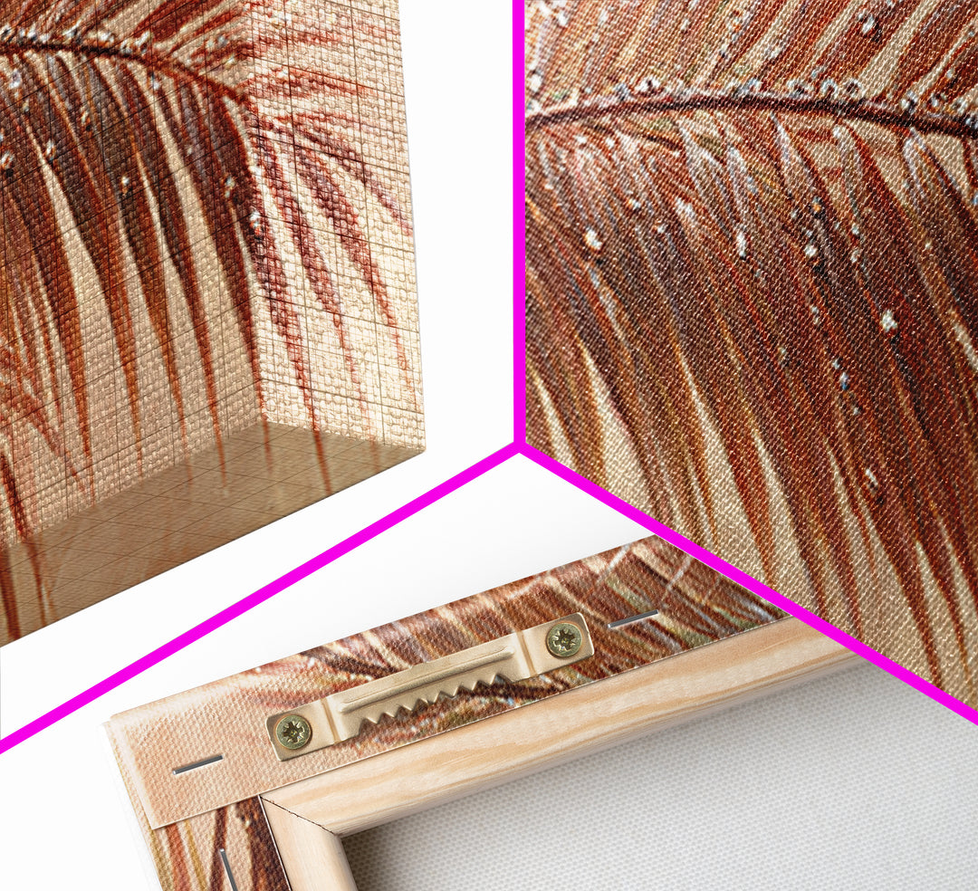 Rain Soaked Palm Leaf Closeup Canvas Print, Tropical Art, Art Print, Living Room Decor, Fine Art, Tropic, Abstract Painting, TRO-2x1-41