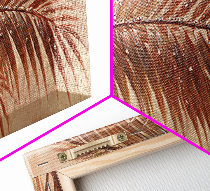 Rain Soaked Palm Leaf Closeup Canvas Print, Tropical Art, Art Print, Living Room Decor, Fine Art, Tropic, Abstract Painting, TRO-2x1-41