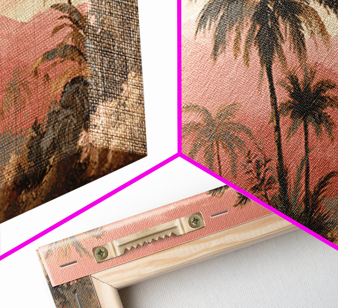 Palm Tree Silhouettes Canvas Print, Tropical Art, Digital Prints, Living Room Decor, Fine Art, Tropic 148, Set of Prints, TRO-2x1-48