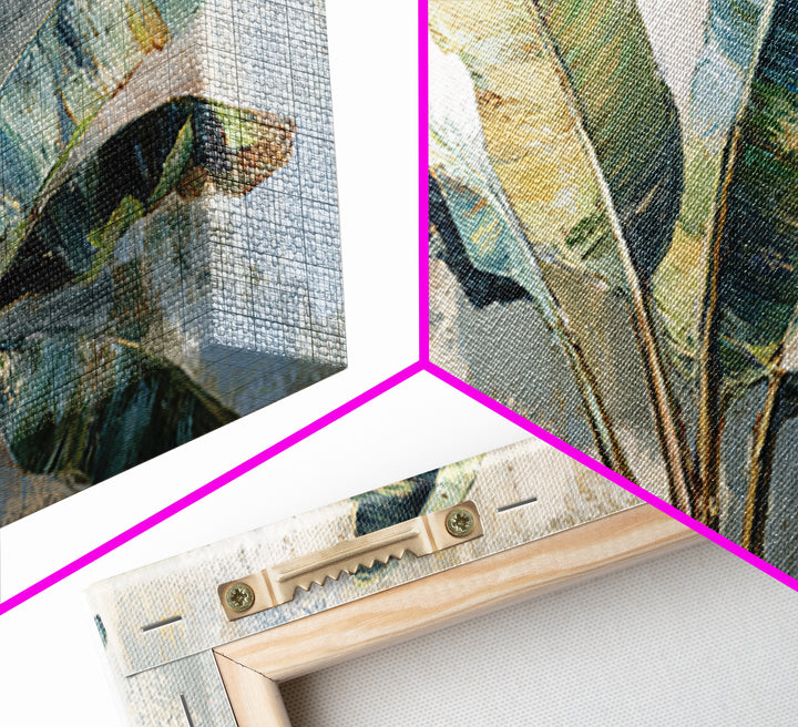 Banana Leaves Layered Canvas Print, Tropical Art, Watercolor Painting, Living Room Decor, Oil Painting, Tropic, TRO-2x1-53