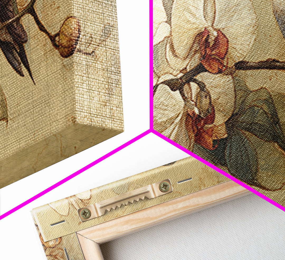 Orchid and Hummingbird Composition Canvas Print, Tropical Art, Digital Prints, Living Room Decor, Tropic 154, Set of Prints, TRO-2x1-54