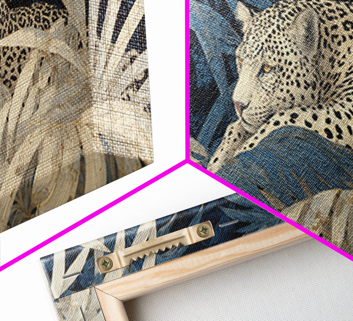 Leopard Hidden Among Palm Leaves Canvas Print, Tropical Art, Print, Living Room Decor, Fine Art, Tropic, Coastal Wall Art, TRO-2x1-58