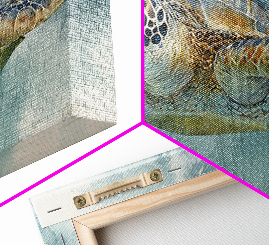 Sea Turtle Near Tropical Reef Canvas Print, Tropical Art, Abstract Painting, Living Room Decor, Fine Art, Tropic, Gallery Decor, TRO-2x1-63