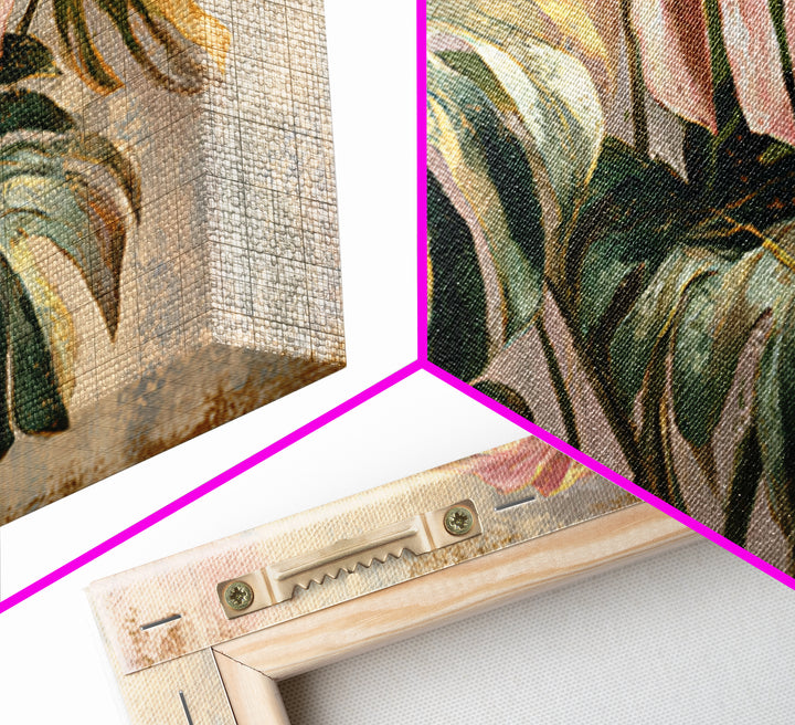 Lush Monstera Leaves Canvas Print, Tropical Art, Abstract Painting, Living Room Decor, Fine Art, Tropic, Gallery Decor, TRO-2x1-69