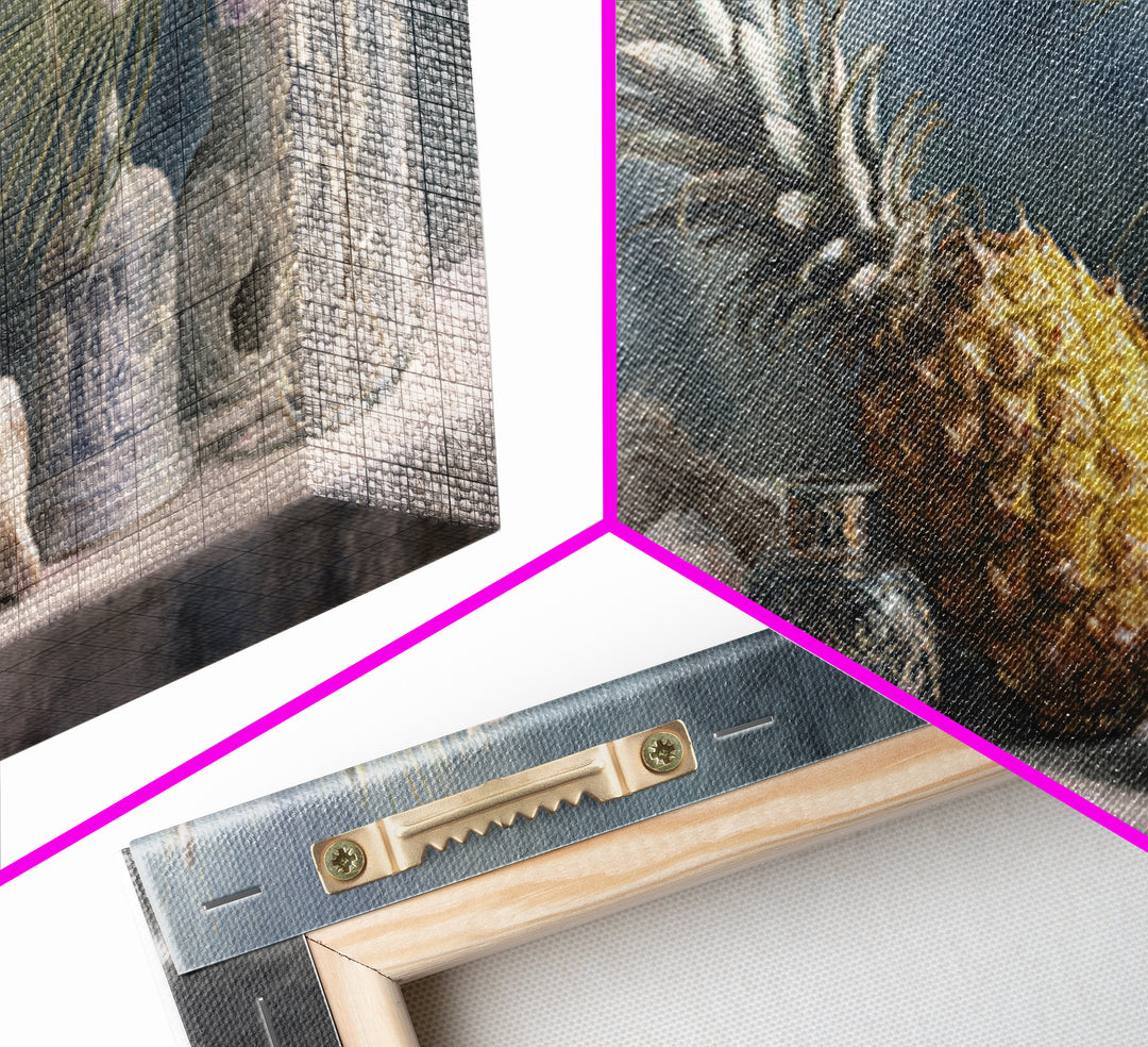 Pineapple and Palm Still Life Canvas Print, Tropical Art, Printable Wall Art, Living Room Decor, Watercolor Art, Tropic, TRO-2x1-74