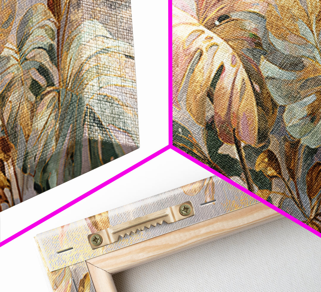 Lush Monstera Leaves Canvas Print, Tropical Art, Abstract Painting, Living Room Decor, Fine Art, Tropic, Gallery Decor, TRO-2x1-93
