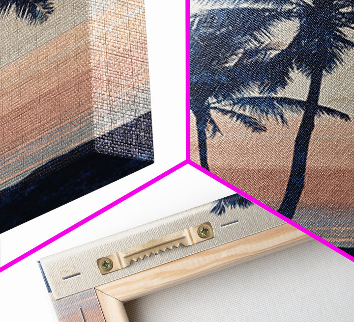 Palm Tree Silhouettes Framed Canvas Print, Tropical Art, Digital Art, Living Room Decor, Oil Painting, Tropic, Watercolor Art, TRO-2x3-12