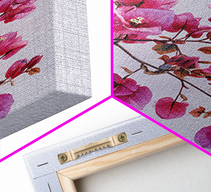 Pink Bougainvillea over White Wall Framed Canvas Print, Tropical Art, Modern Decor, Living Room Decor, Fine Art, Tropic, TRO-2x3-24