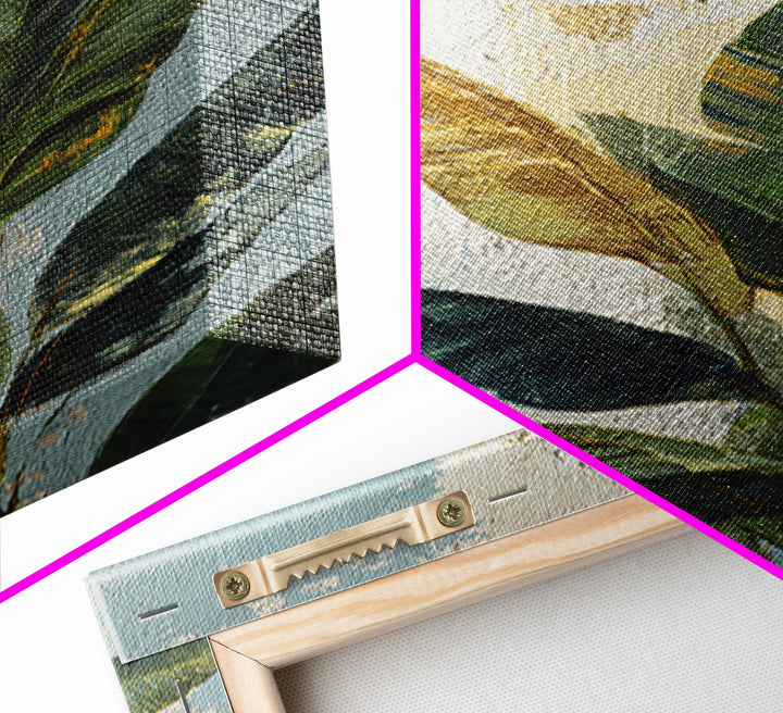Banana Leaves Layered Framed Canvas Print, Tropical Art, Printable Art, Living Room Decor, Abstract Art, Tropic, TRO-2x3-41