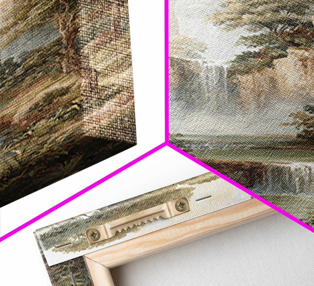 Jungle Waterfall with Misty Light Canvas Print, Tropical Art, Pink Wall Art, Living Room Decor, Fine Art, Tropic, Coastal Art, TRO-2x3-45