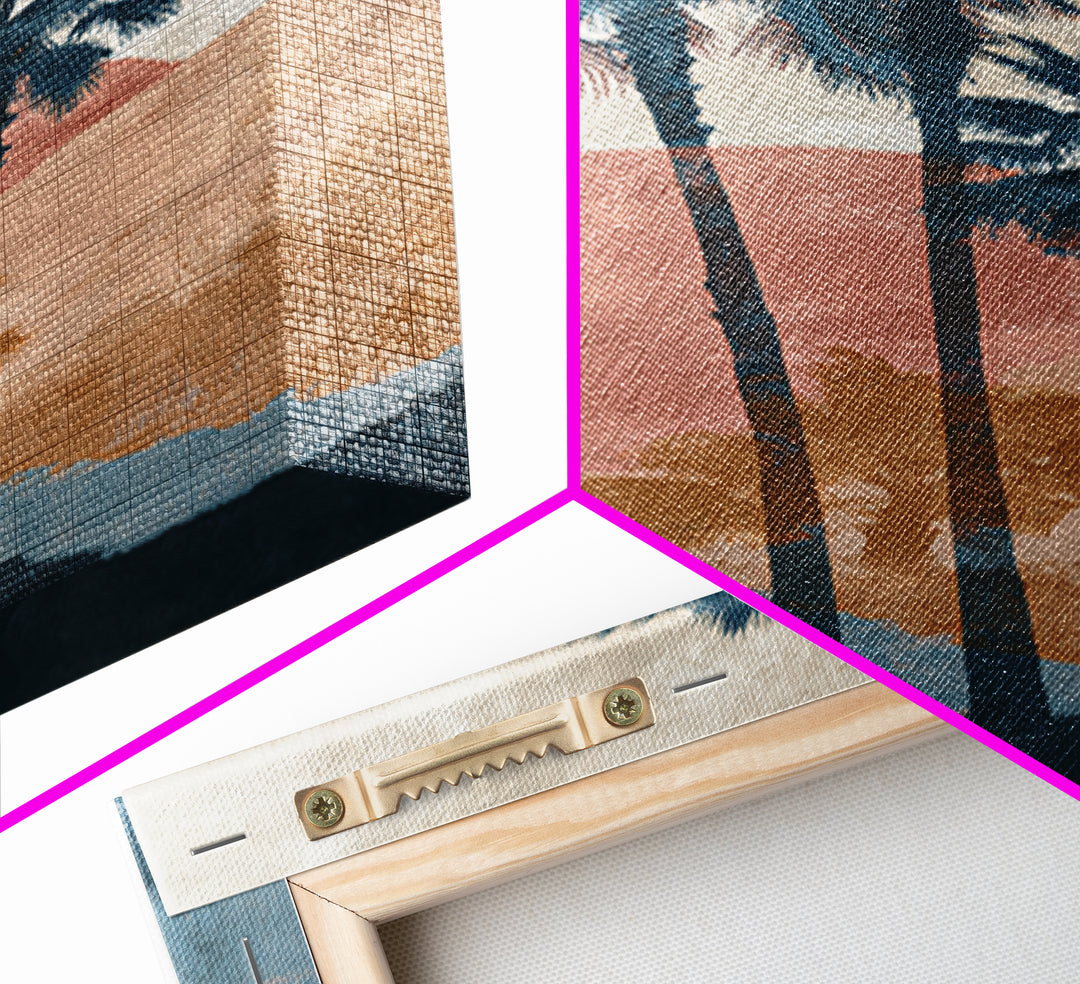 Palm Tree Silhouettes Framed Canvas Print, Tropical Art, Wall Art Prints, Living Room Decor, Fine Art, Tropic, Beach Wall Art, TRO-2x3-60
