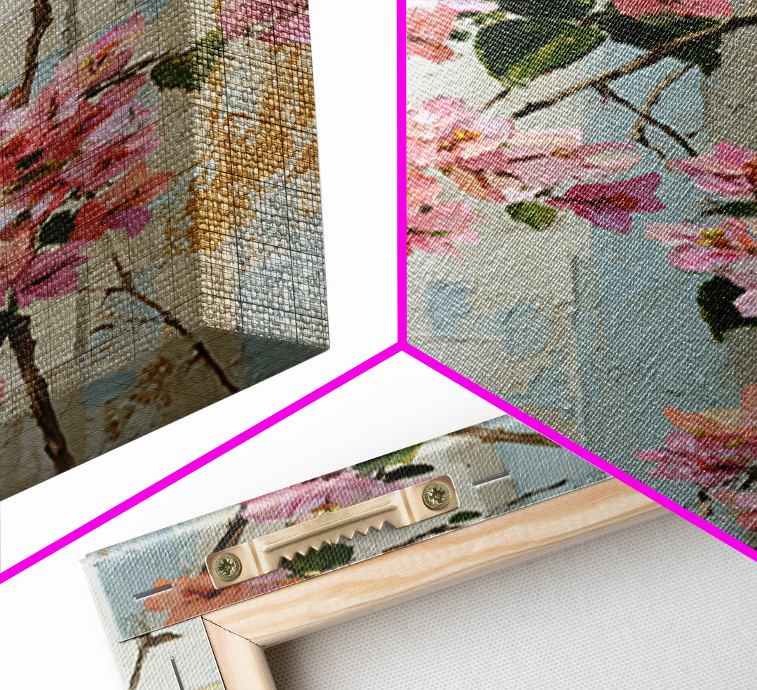 Pink Bougainvillea over White Wall Canvas Print, Tropical Art, Digital Art, Living Room Decor, Oil Painting, Tropic, TRO-2x3-72