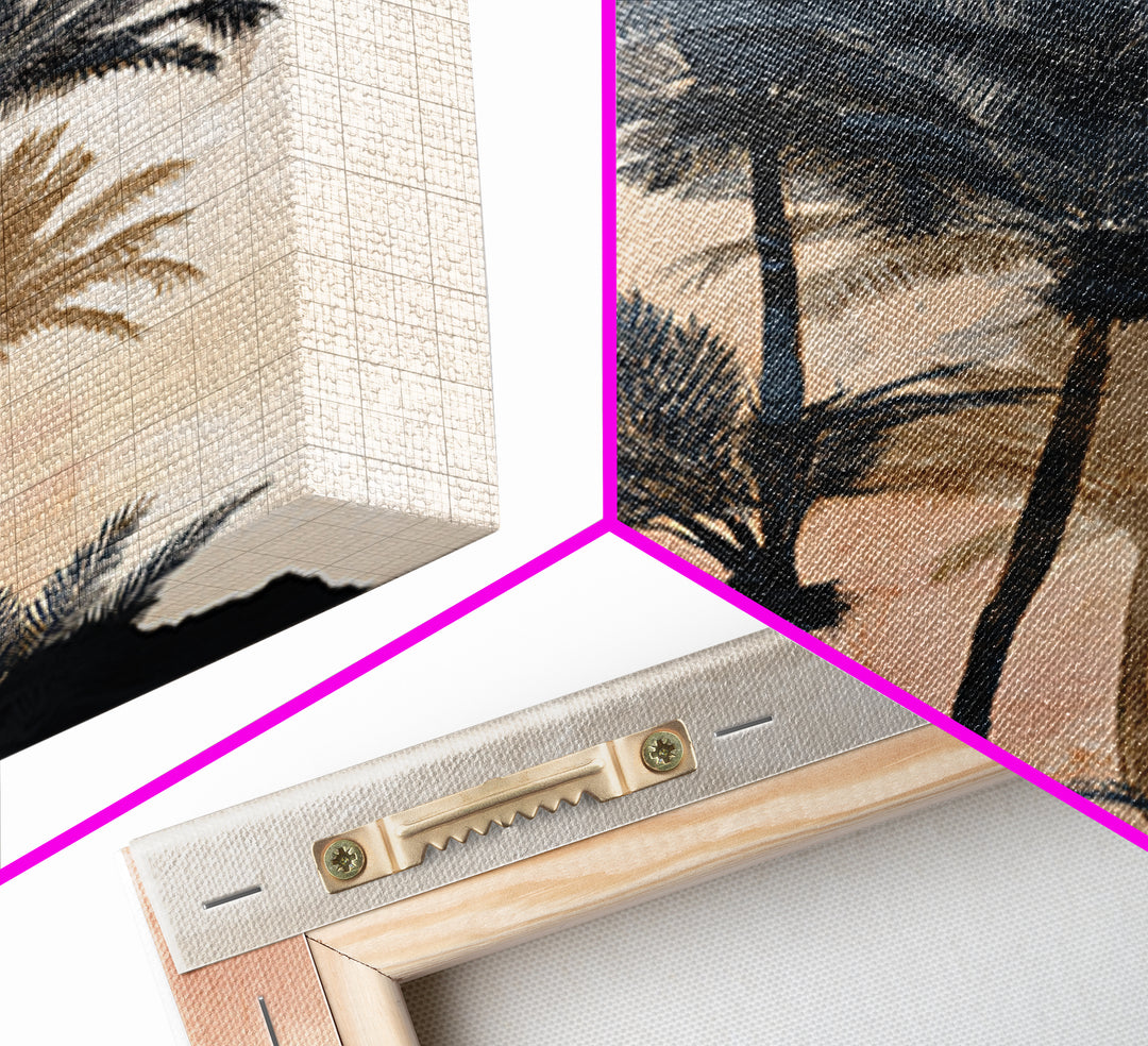 Palm Tree Silhouettes Framed Canvas Print, Tropical Art, Modern Decor, Living Room Decor, Fine Art, Tropic, Wall Decor, TRO-2x3-84