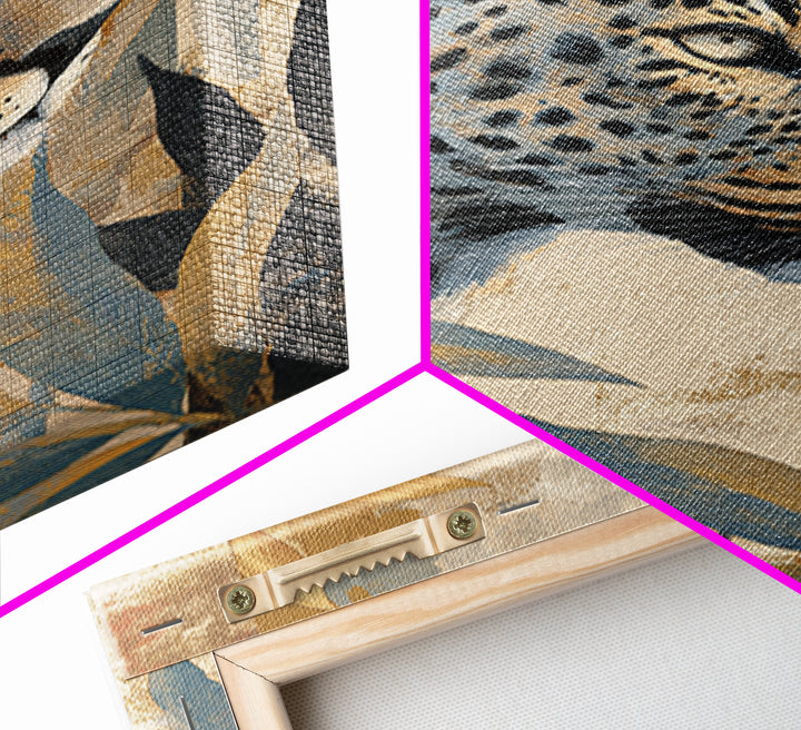 Leopard Hidden Among Palm Leaves Framed Canvas Print, Tropical Art, Oversized Wall Art, Living Room Decor, Fine Art, Tropic, TRO-2x3-94