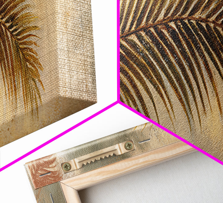 Rain Soaked Palm Leaf Closeup Canvas Print, Tropical Art, Coastal Wall Art, Living Room Decor, Oil Painting, Tropic, TRO-3x1-13