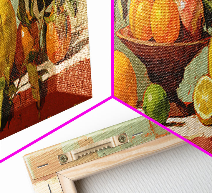 Bright Papaya and Lime Still Life Canvas Print, Tropical Art, Coastal Decor, Living Room Decor, Fine Art, Tropic, Modern Decor, TRO-3x1-16